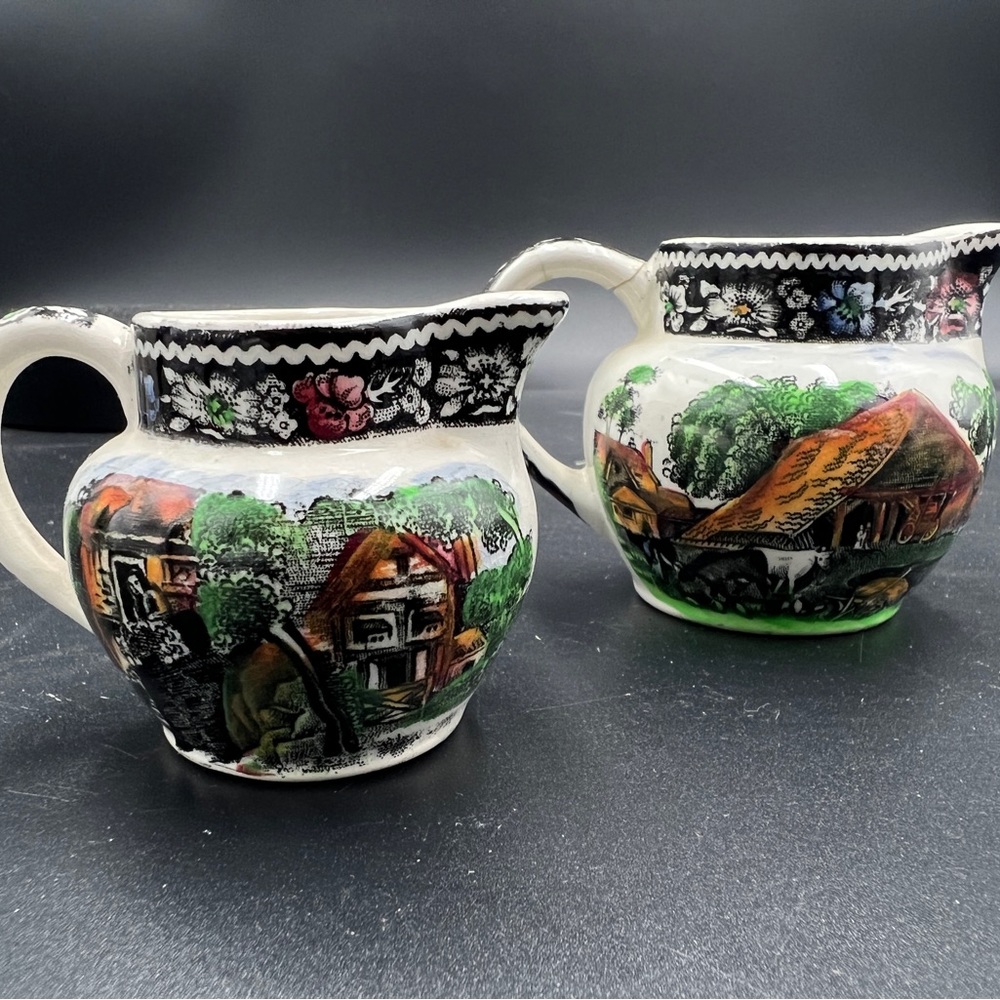 Rural England Black Multicolor Creamer Set of 2 by MIDWINTER LTD